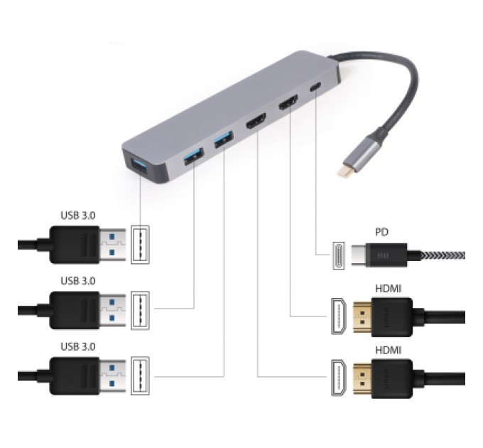 Cablexpert Концентратор Cablexpert USB-C 3-in-1 (A-CM-COMBO3-03)