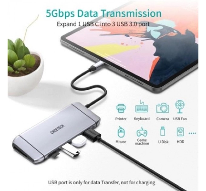 Choetech Концентратор Choetech USB-C 9-in-1 (HUB-M15-GY)