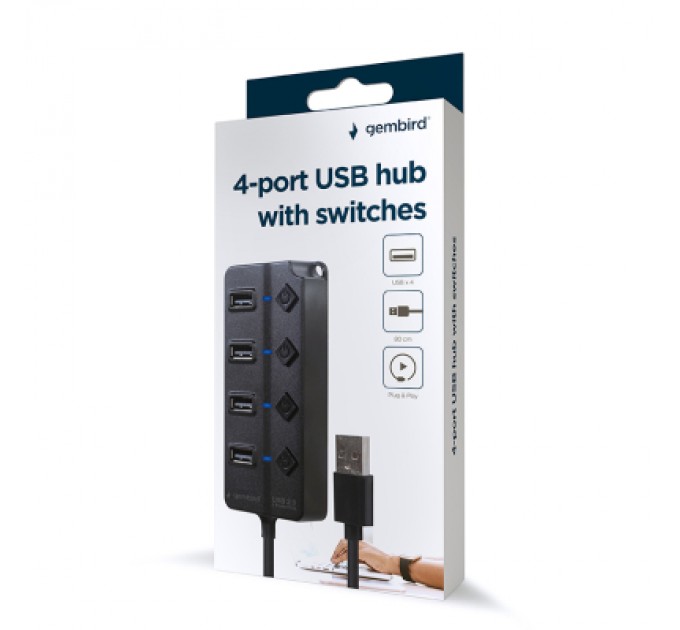 Gembird Концентратор Gembird USB 2.0 4 ports (UHB-U2P4P-01)
