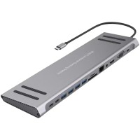 Порт-реплікатор XoKo 14-in-1 Dock USB-C (HDMI/VGA/USB3.0/.../USB-C PD/RJ45/..) (XK-AC1400-SL)