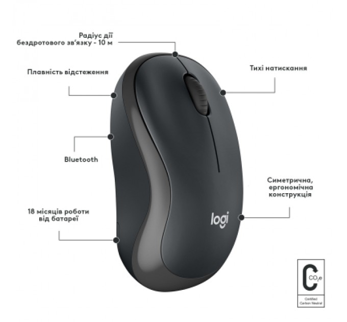 Logitech Мишка Logitech M240 Silent Bluetooth Graphite (910-007119)