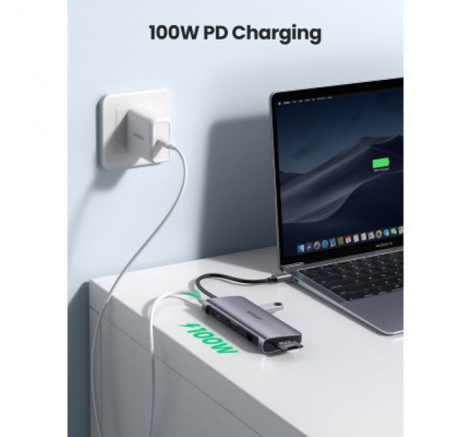 Ugreen Концентратор Ugreen USB3.0 Type-C to USB 3.0x3/HDMI/VGA/RJ45/SDTF/PD CM179 gray (40873)