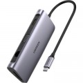 Ugreen Концентратор Ugreen USB3.0 Type-C to USB 3.0x3/HDMI/VGA/RJ45/SDTF/PD CM179 gray (40873)
