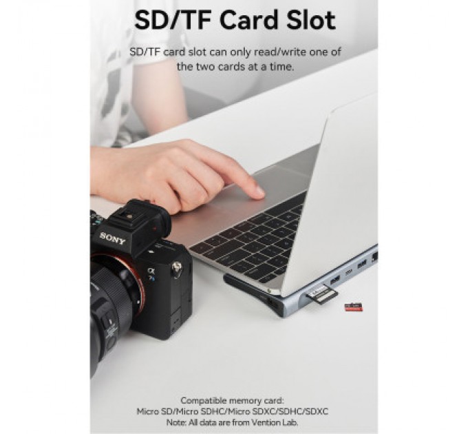 Vention Концентратор Vention USB3.1 Type-C to DP/HDMI/VGA/USB-C/USB3.0x3/RJ45/SD/TF/TRRS 3.5mm/PD 100W 12in1 (THSHC)