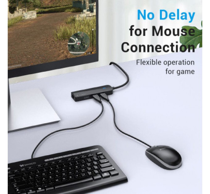 Vention Концентратор Vention USB 2.0 to 3хUSB 2.0 + RJ45 100M Ethernet (CHPBB)