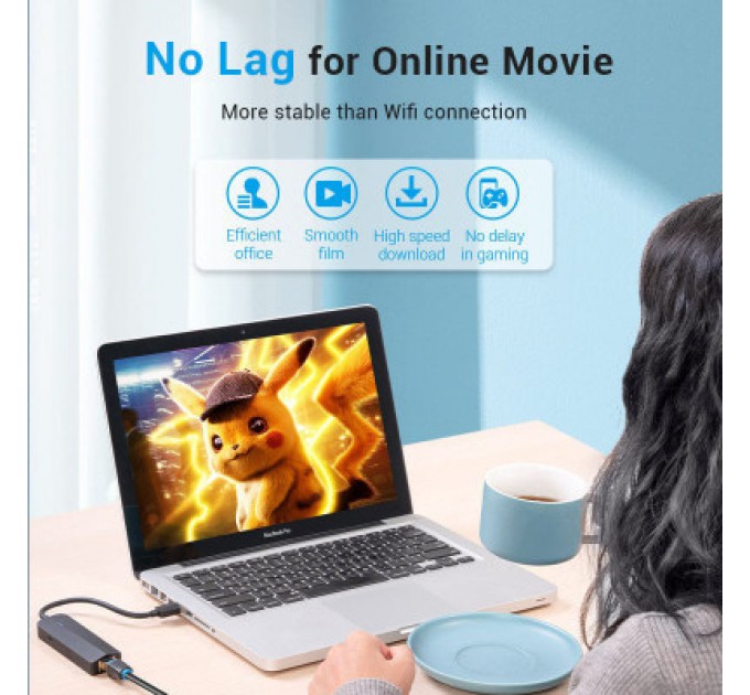 Vention Концентратор Vention USB 3.0 to 3хUSB 3.0/RJ45 Gigabit black (CHNBB)