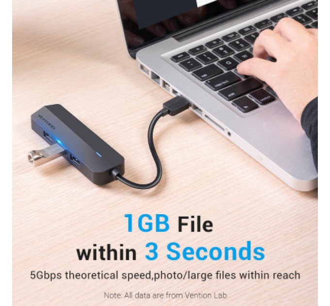 Vention Концентратор Vention USB 3.0 to 3хUSB 3.0/RJ45 Gigabit black (CHNBB)