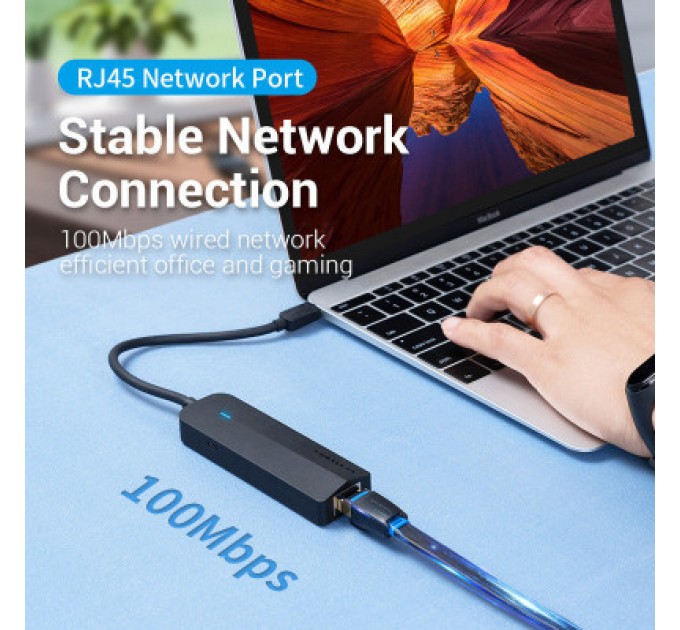 Vention Концентратор Vention USB 3.1 Type-C to 3xUSB 2.0+MicroUSB+RJ45 100M Ethernet black (TGOBB)