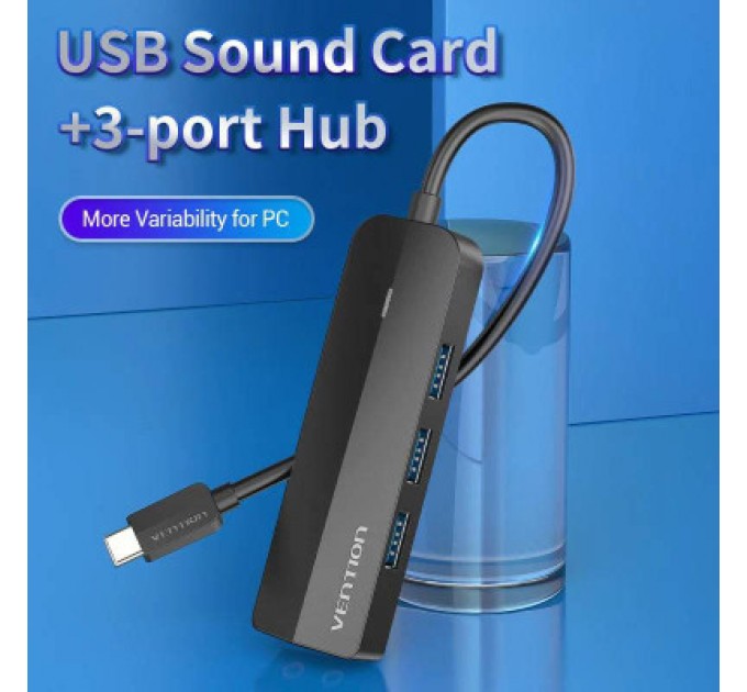 Vention Концентратор Vention USB 3.1 Type-C to 3xUSB 3.0+MicroUSB+3.5mm Sound Adapter black (TGQBB)