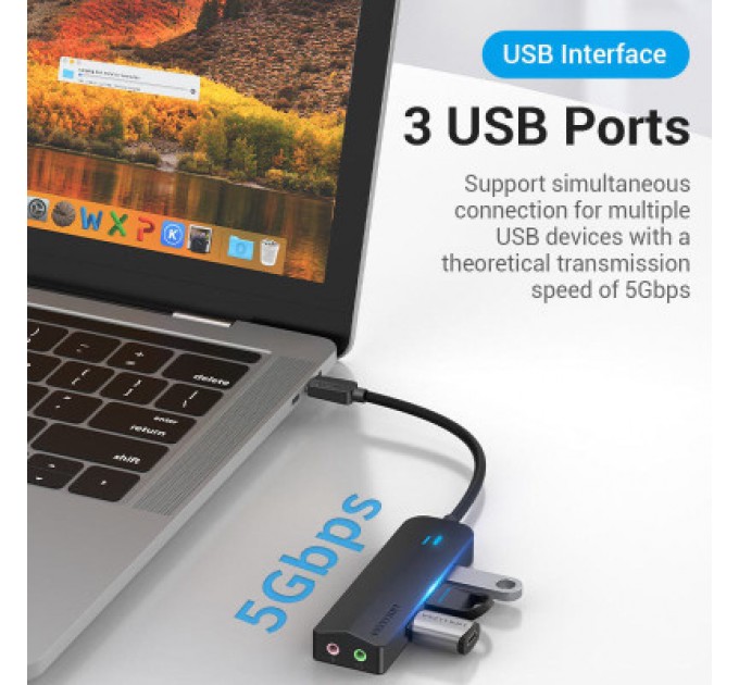 Vention Концентратор Vention USB 3.1 Type-C to 3xUSB 3.0+MicroUSB+3.5mm Sound Adapter black (TGQBB)