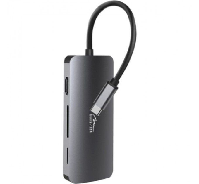 Media-Tech Концентратор Media-Tech USB3.1 Type-C to HDMI/USB 3.0x3/RJ45/SD/MicroSD/PD 100W Hub Pro 8-in-1 (MT5044)