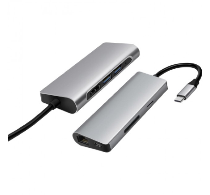 Prologix Концентратор Prologix USB3.1 Type C to HDMI+2*USB3.0+PD+Lan+TF+SD (PR-WUC-105B)
