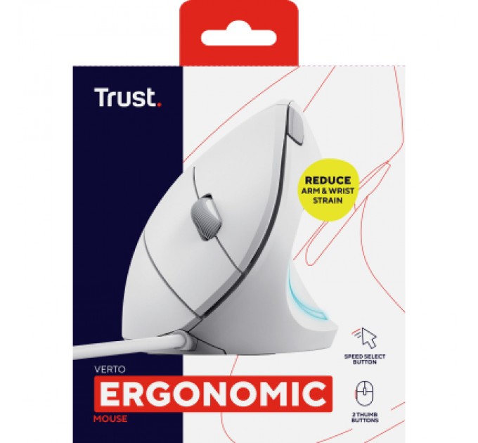 Trust Мишка Trust Verto Ergonomic USB White (25133)