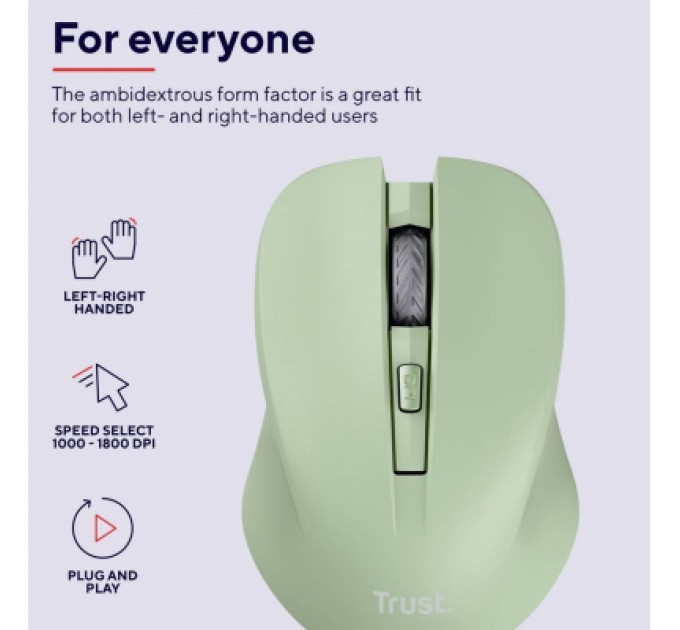 Trust Мишка Trust Mydo Silent Wireless Green (25042)