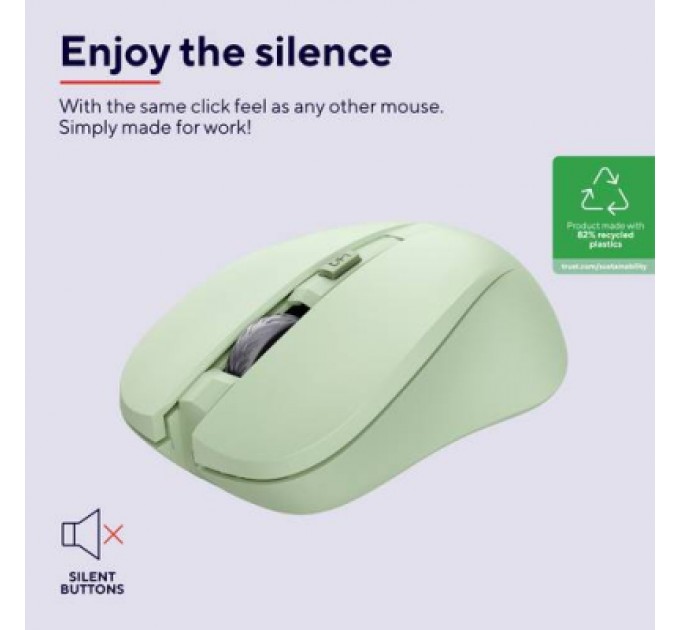 Trust Мишка Trust Mydo Silent Wireless Green (25042)