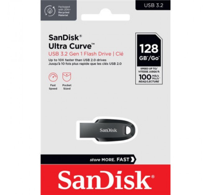 SanDisk USB флеш накопичувач SanDisk 64GB Ultra Curve Black USB 3.2 (SDCZ550-064G-G46)