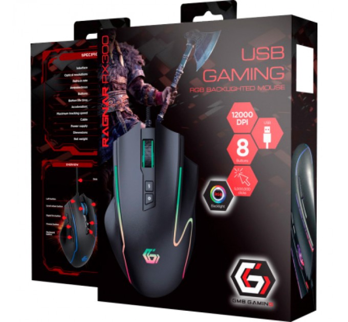 Gembird Мишка Gembird Ragnar RX300 USB RGB Black (MUSG-RAGNAR-RX300)