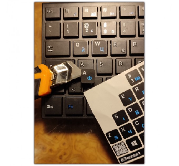 BestKey Наклейка на клавіатуру BestKey непрозора чорна, 76, синій (BKU13BLU/013)