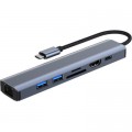 Dynamode Концентратор Dynamode 7-in-1 USB-C to HDTV 4K/30Hz, 2хUSB3.0, RJ45, USB-C PD 100W, SD/MicroSD (BYL-2303)