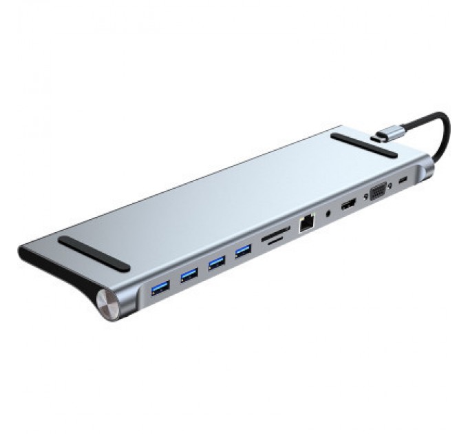 Dynamode Порт-реплікатор Dynamode 11-in-1 USB-C to HDTV 4K/30Hz, VGA, 1хUSB3.0, RJ45, Type-C PD, Audio, SD/MicroSD (BYL-2003)