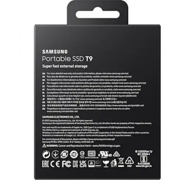 Samsung Накопичувач SSD USB 3.2 2TB T9 Samsung (MU-PG2T0B/EU)