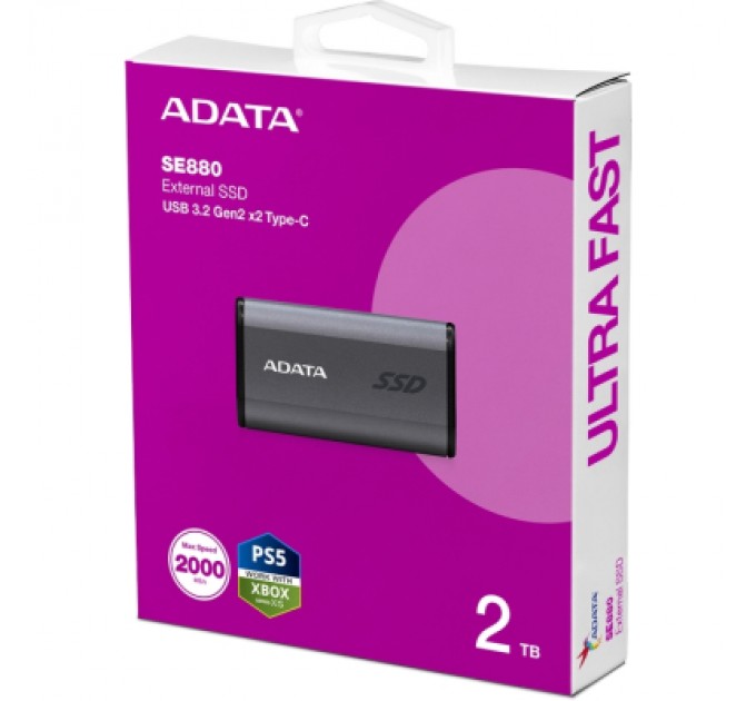 ADATA Накопичувач SSD USB 3.2 2TB ADATA (AELI-SE880-2TCGY)
