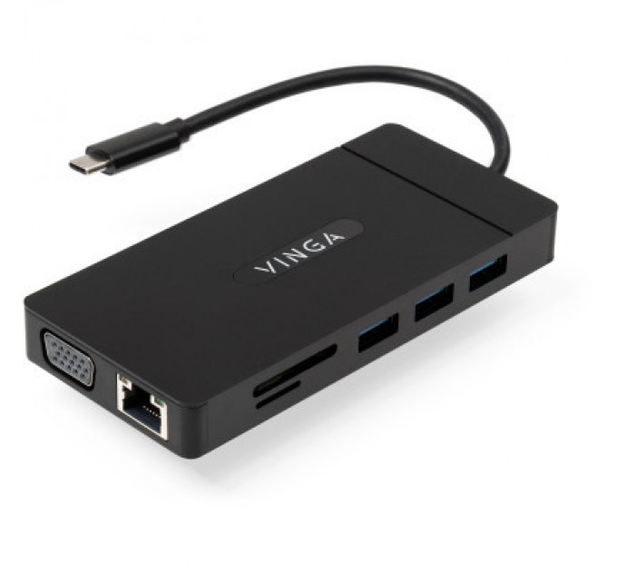 Vinga Концентратор Vinga USB-C 3.1 to VGA+HDMI+RJ45+3xUSB3.0+USB2.0+SD/TF+PD100W+Audio (VHYC10)