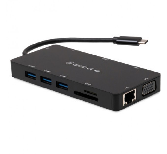 Vinga Концентратор Vinga USB-C 3.1 to VGA+HDMI+RJ45+3xUSB3.0+USB2.0+SD/TF+PD100W+Audio (VHYC10)