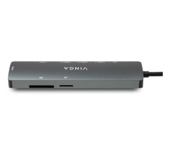 Vinga Концентратор Vinga USB-C 3.1 to HDMI+RJ45_1Gbps+3xUSB3.0+SD/TF+PD100W (VHYC8)