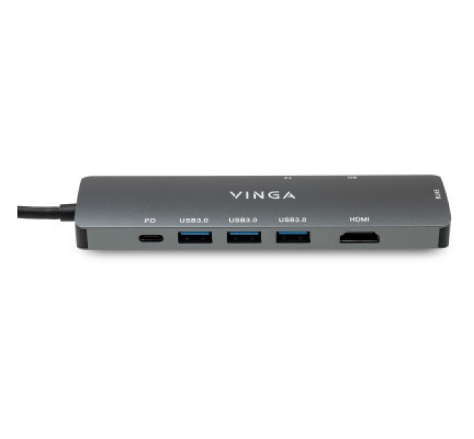Vinga Концентратор Vinga USB-C 3.1 to HDMI+RJ45_1Gbps+3xUSB3.0+SD/TF+PD100W (VHYC8)