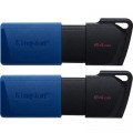 Kingston USB флеш накопичувач Kingston 2x64GB DataTraveler Exodia M Black/Blue USB 3.2 (DTXM/64GB-2P)