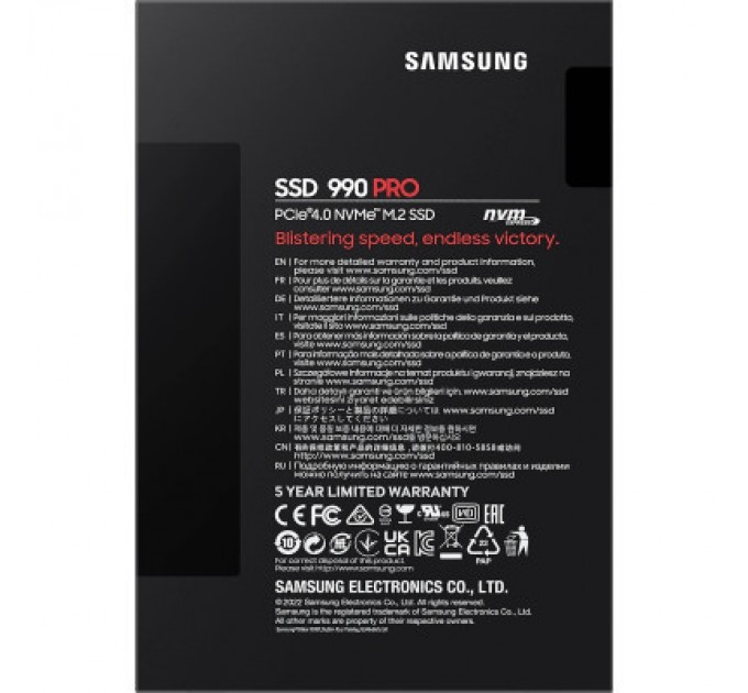 Samsung Накопичувач SSD M.2 2280 4TB 990 PRO Samsung (MZ-V9P4T0BW)