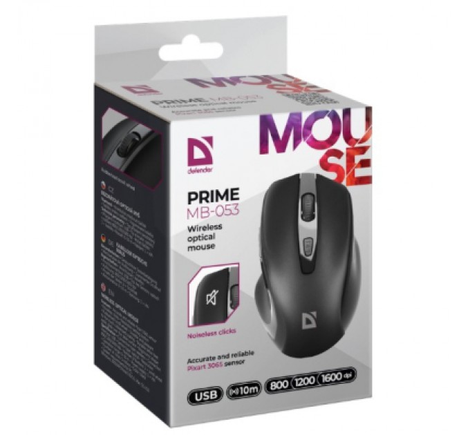 Defender Мишка Defender Prime MB-053 Silent Wireless Black (52053)