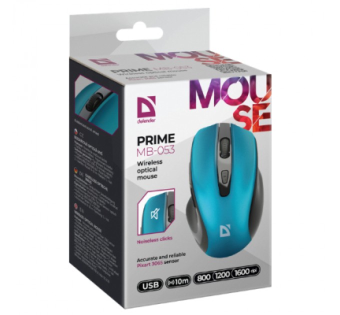 Defender Мишка Defender Prime MB-053 Silent Wireless Turquoise (52054)