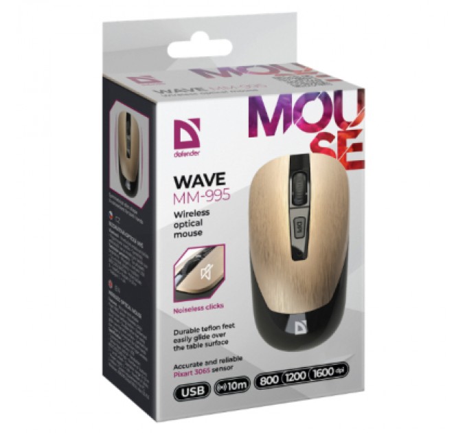 Defender Мишка Defender Wave MM-995 Silent Wireless Bronze (52992)