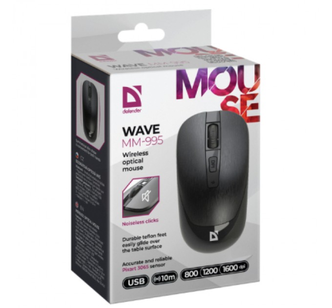 Defender Мишка Defender Wave MM-995 Silent Wireless Black (52995)