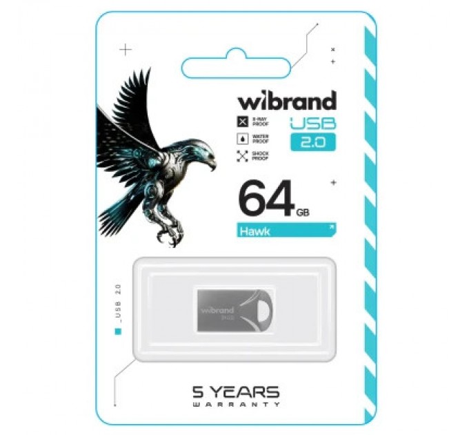 Wibrand USB флеш накопичувач Wibrand 64GB Hawk Silver USB 2.0 (WI2.0/HA64M1S)