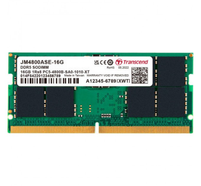 Transcend Модуль пам'яті для ноутбука SoDIMM DDR5 16GB 4800 MHz JetRam Transcend (JM4800ASE-16G)