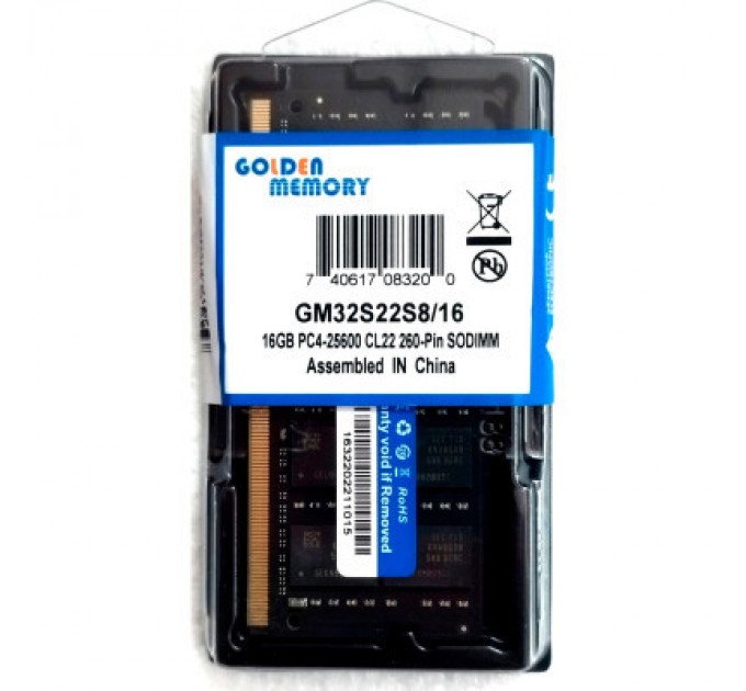 Golden Memory Модуль пам'яті для ноутбука SoDIMM DDR4 16GB 3200 MHz Golden Memory (GM32S22S8/16)