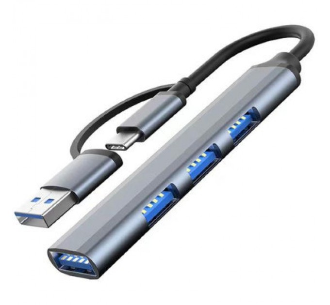 Dynamode Концентратор Dynamode USB Type-C/Type-A to 1хUSB3.0, 3xUSB 2.0 metal (DM-UH-312AC)