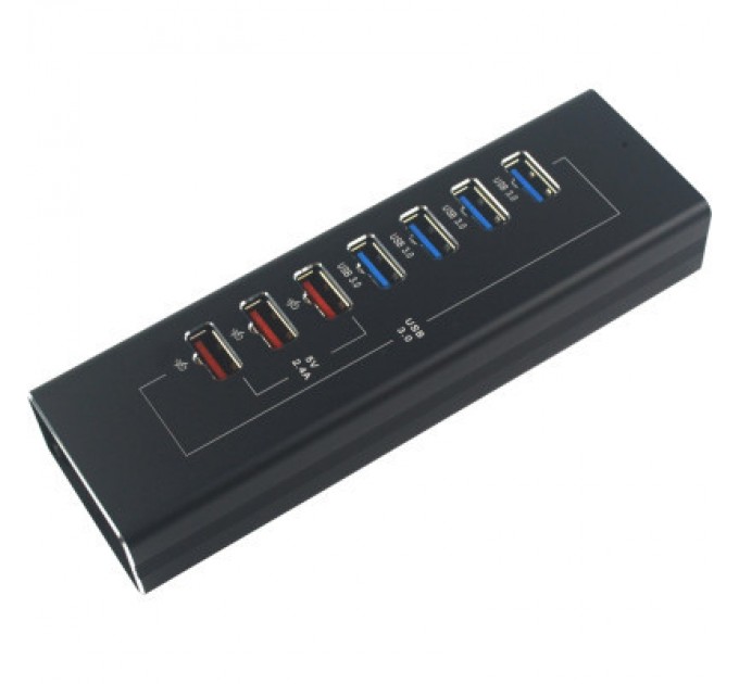 Dynamode Концентратор Dynamode 4*USB3.0 data ports + 3*2.4А charge with Power Adaptor metal (DM-UH-P407)