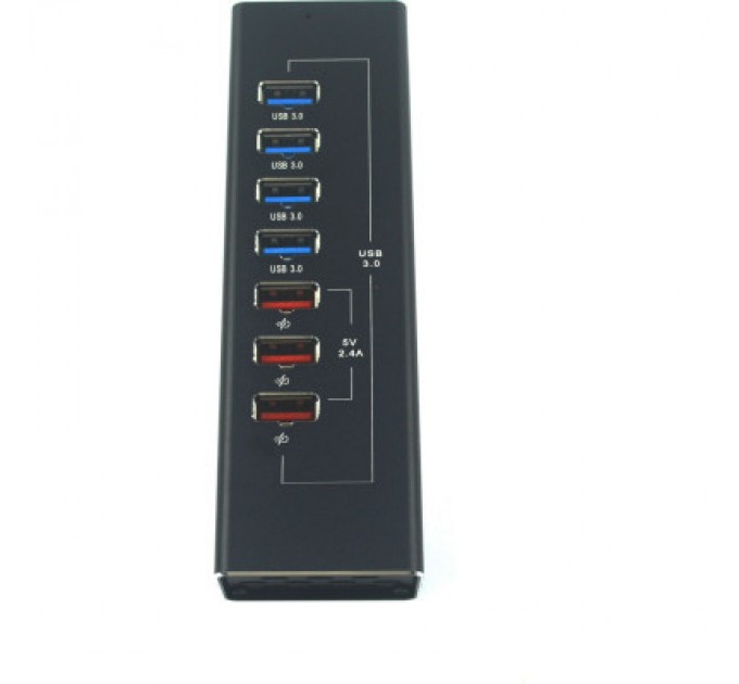 Dynamode Концентратор Dynamode 4*USB3.0 data ports + 3*2.4А charge with Power Adaptor metal (DM-UH-P407)