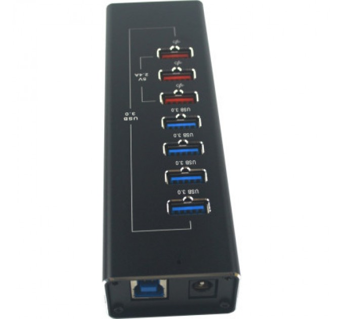 Dynamode Концентратор Dynamode 4*USB3.0 data ports + 3*2.4А charge with Power Adaptor metal (DM-UH-P407)