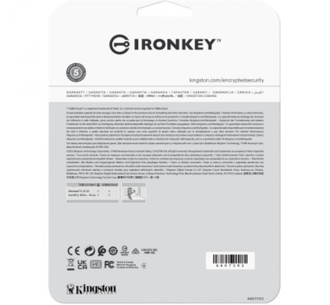 Kingston USB флеш накопичувач Kingston 64GB IronKey Locker Plus 50 AES Encrypted USB 3.2 (IKLP50/64GB)