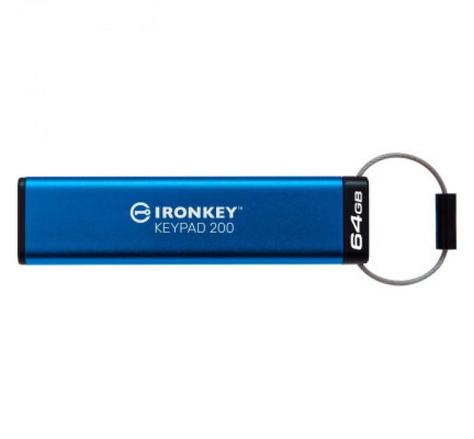Kingston USB флеш накопичувач Kingston 64GB IronKey Keypad 200 AES-256 Encrypted Blue USB 3.2 (IKKP200/64GB)