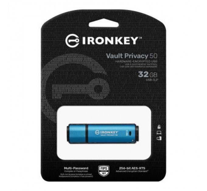 Kingston USB флеш накопичувач Kingston 32GB IronKey Vault Privacy 50 USB 3.2 (IKVP50/32GB)