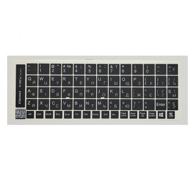 BestKey Наклейка на клавіатуру BestKey непрозора чорна, 68, срібний (BK13SIL/021)