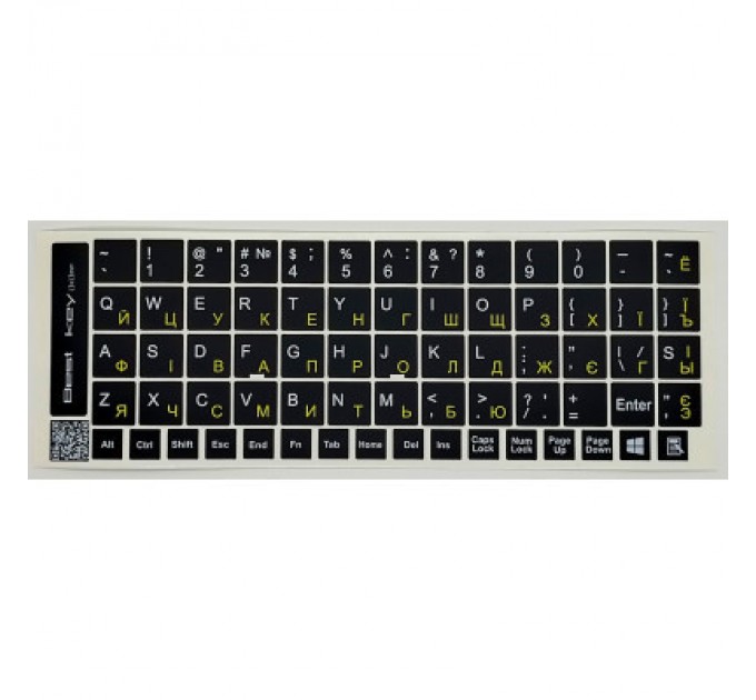 BestKey Наклейка на клавіатуру BestKey непрозора чорна, 68, жовтий (BK13YEL/022)