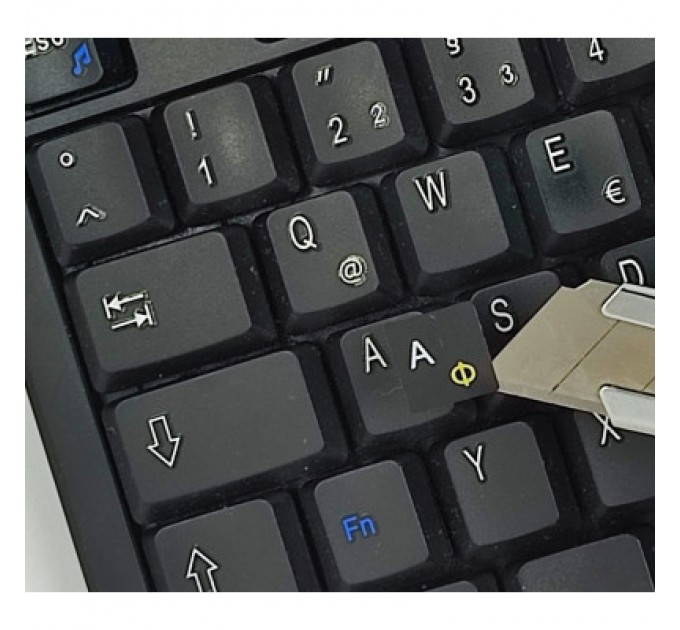 BestKey Наклейка на клавіатуру BestKey непрозора чорна, 68, жовтий (BK13YEL/022)