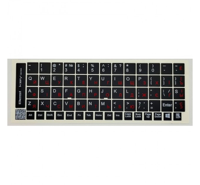BestKey Наклейка на клавіатуру BestKey непрозора чорна, 68, червоний (BK13RED/025)